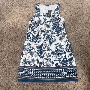 Floral Blue and White Sleeveless Dress new with tags